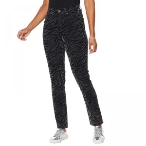 DG2 by Diane Gilman Velvet Stretch Straight Leg Flocked Jeans Gun Metal 12 Tall
