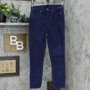 DG2 by Diane Gilman Womens Stretch Zebra Flocked Skinny Jean Indigo Blue 0