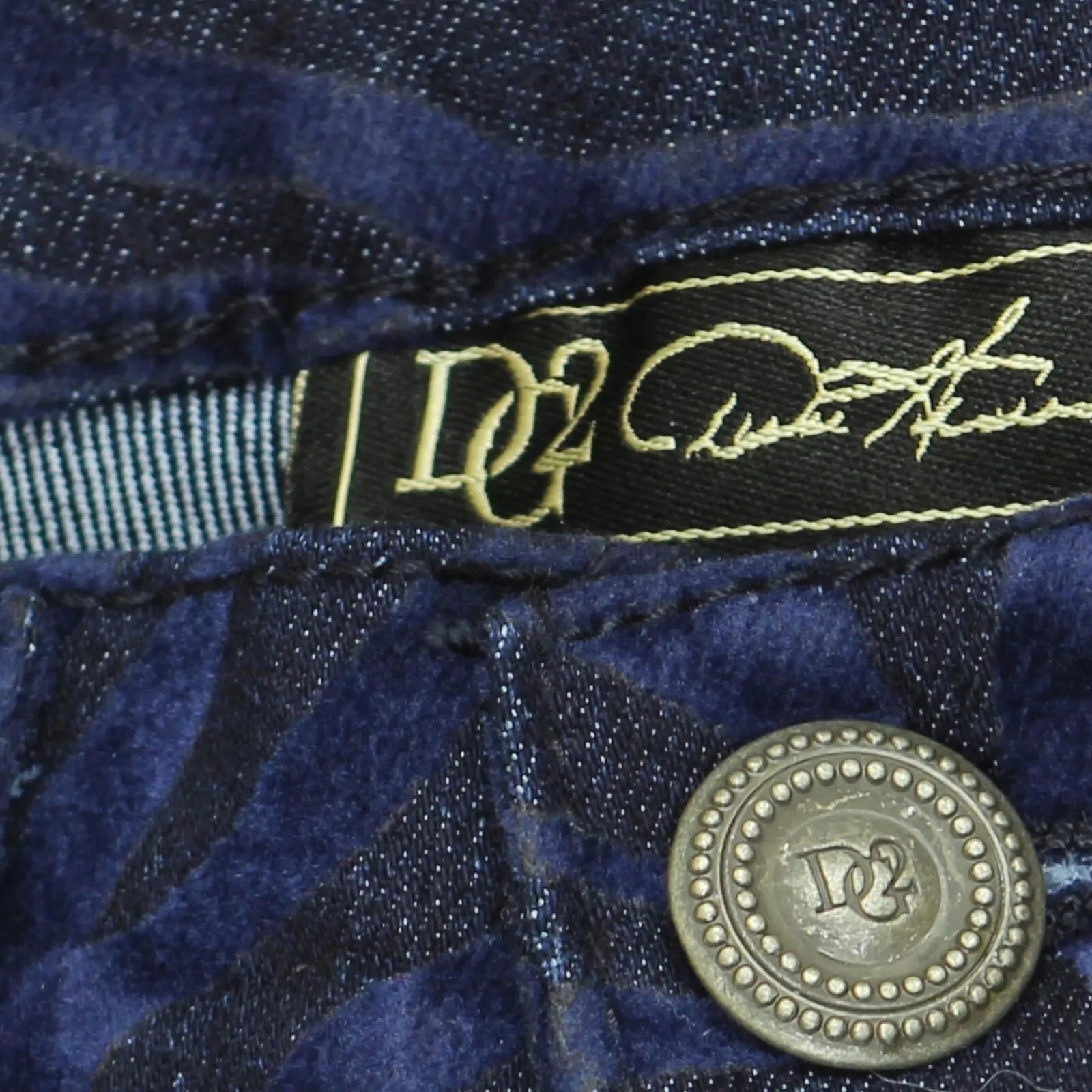 DG2 by Diane Gilman Womens Stretch Zebra Flocked Skinny Jean Indigo Blue 0
