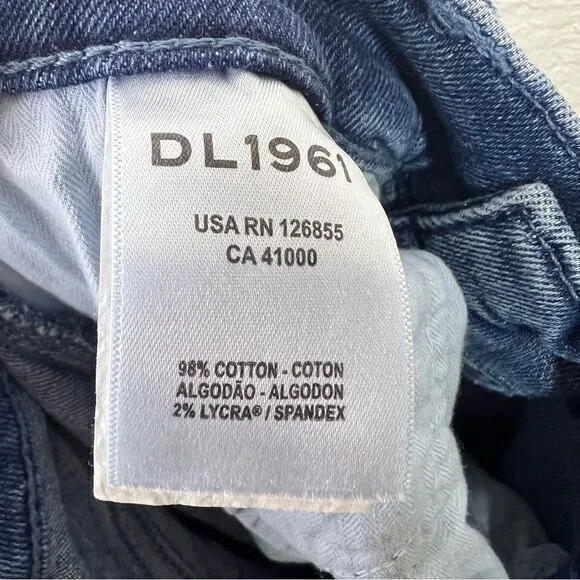 DL1961 Womens Mara Straight Jeans Mid Rise Intasculpt Ankle DL Vintage Blue 25‎