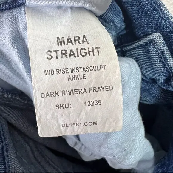 DL1961 Womens Mara Straight Jeans Mid Rise Intasculpt Ankle DL Vintage Blue 25‎