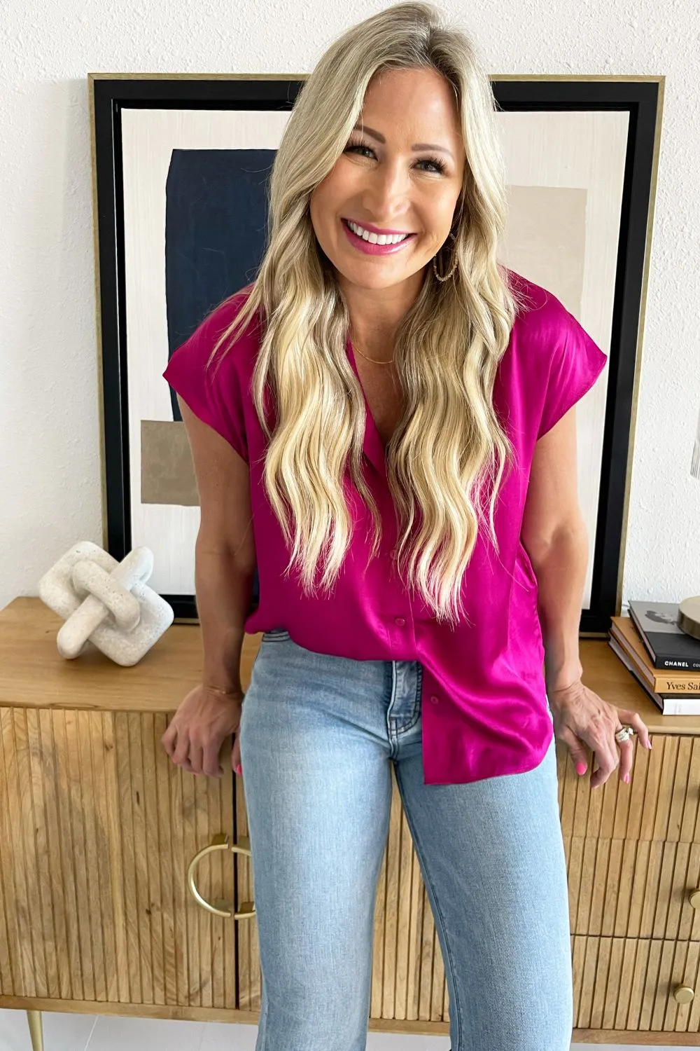 Dolman Sleeve Blouse W/ Collar