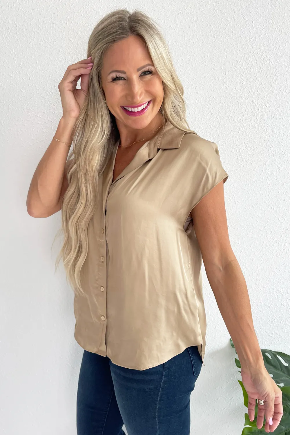 Dolman Sleeve Blouse W/ Collar