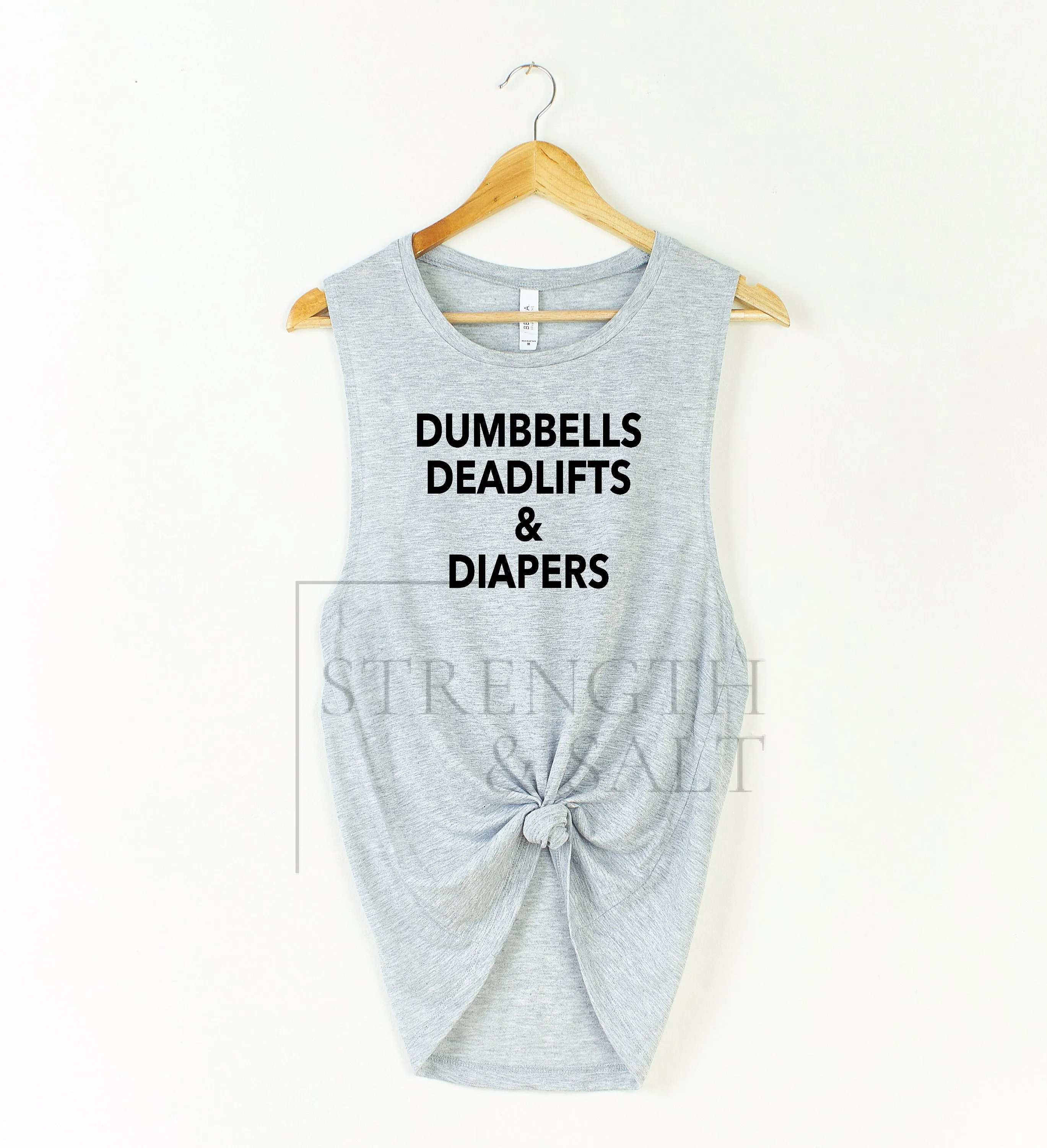 Dumbbells Deadlifts & Diapers Muscle Tank