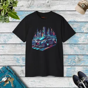 Eco Friendly Cotton Tee Car in Futuristic City