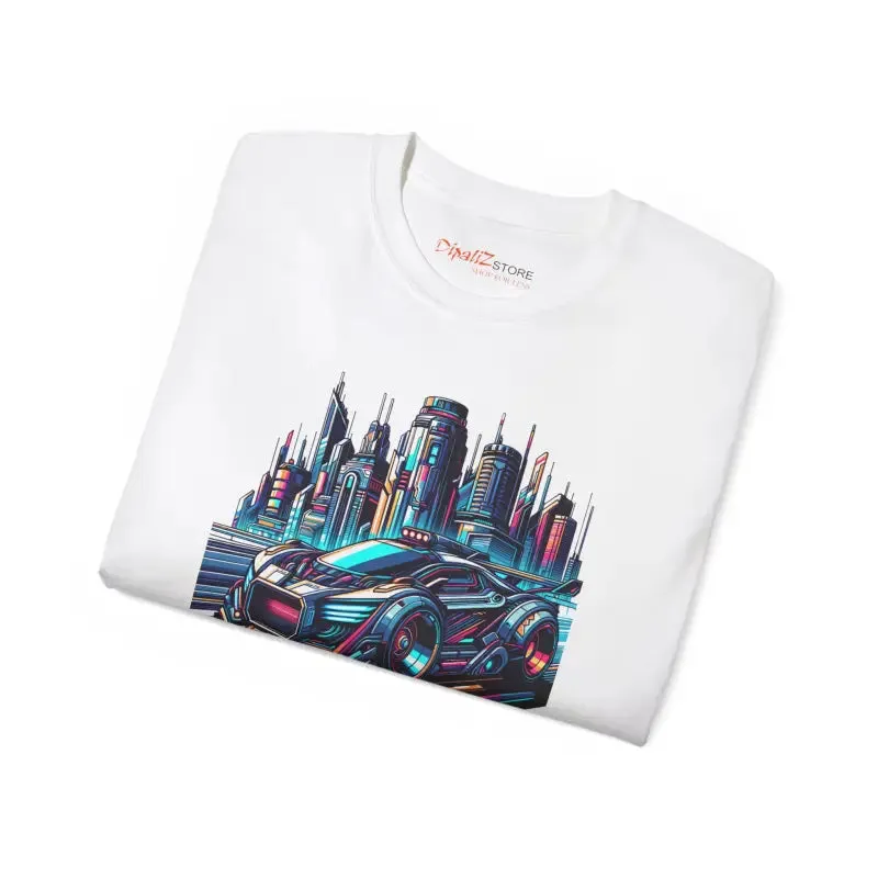 Eco Friendly Cotton Tee Car in Futuristic City