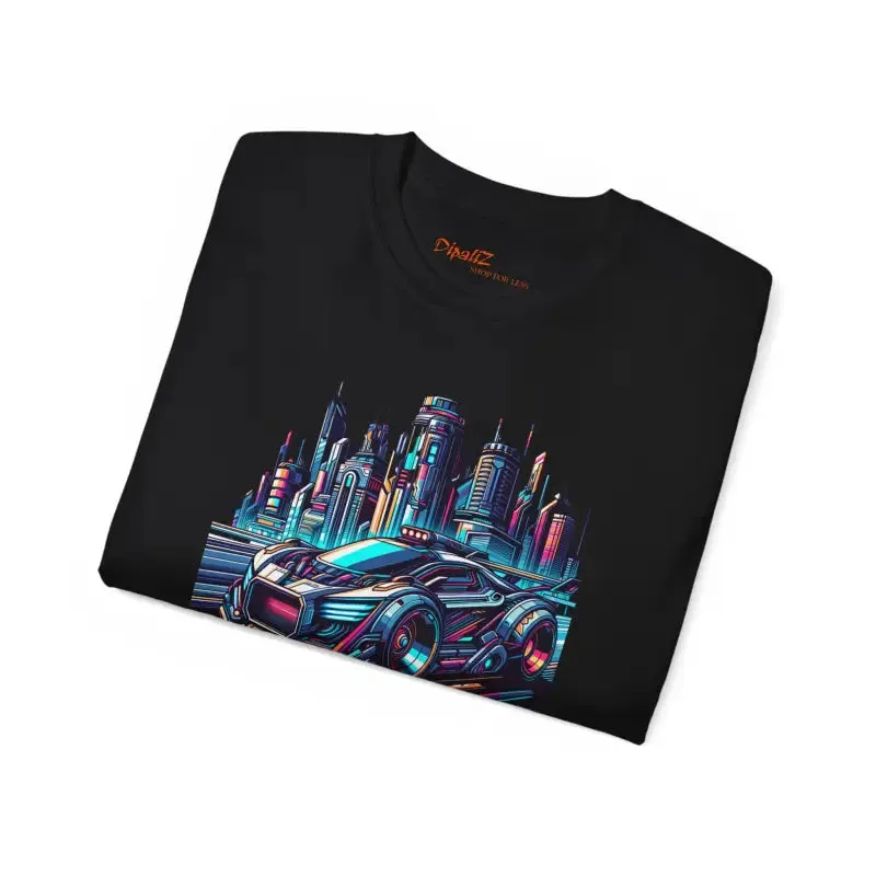 Eco Friendly Cotton Tee Car in Futuristic City