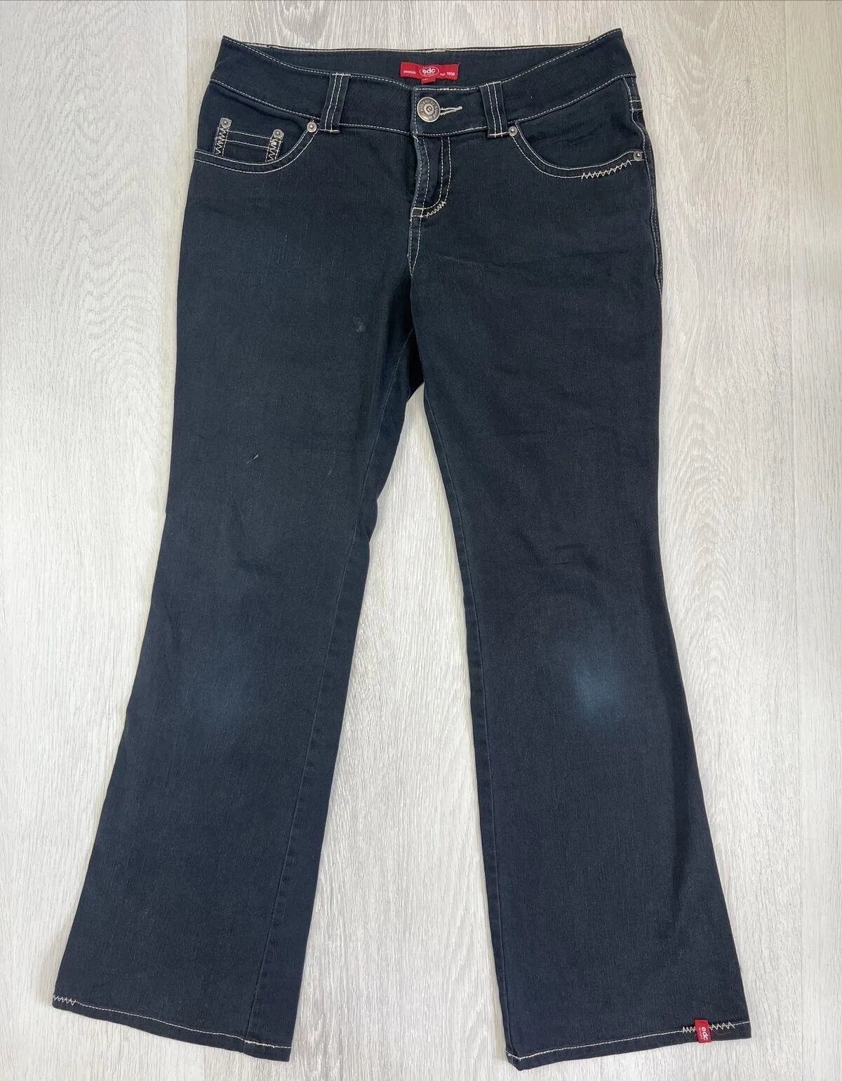 EDC By Esprit Womens Vintage Low Rise Gentle Flair Black Jeans Size 165/70