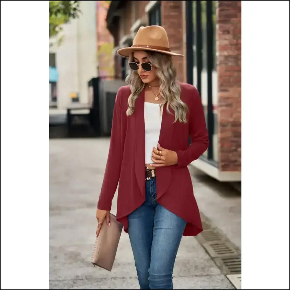 Effortlessly Chic Open Front Long Sleeve Top