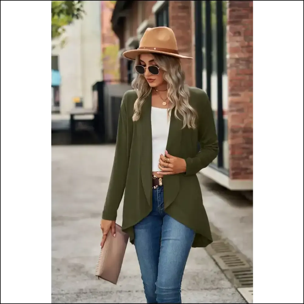 Effortlessly Chic Open Front Long Sleeve Top
