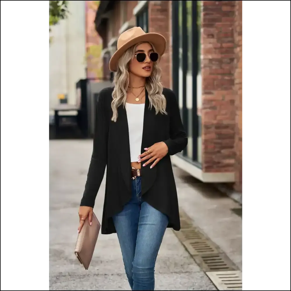 Effortlessly Chic Open Front Long Sleeve Top