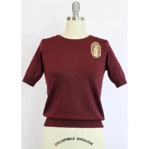 Embroidered Guadalupe Burgundy Sweater by Hemet