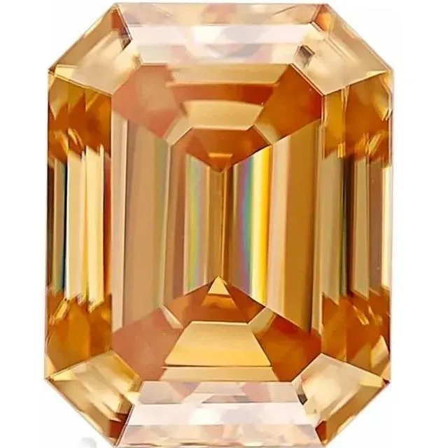 Emerald Step Cut FAB Brown Moissanite Loose Stone