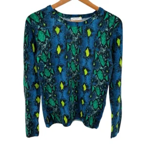 Equipment Femme Cashmere Sweater Sloan Blue Snakeskin Print size XS Long Sleeves