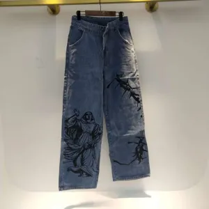 Fashion Ins Street Hip-hop Printing Wash Jeans Woman