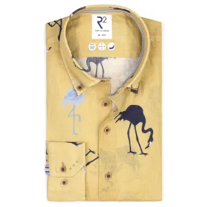 Flamino print linen shirt