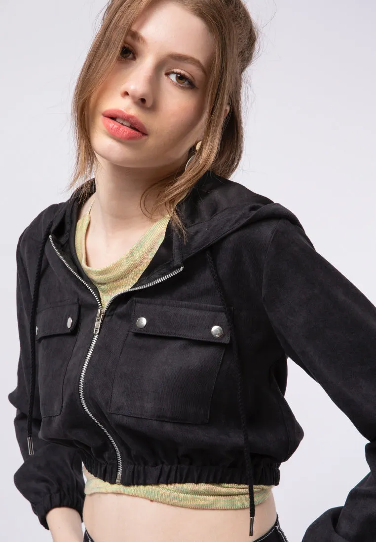 Flap Pocket Corduray Jacket with Hoodie