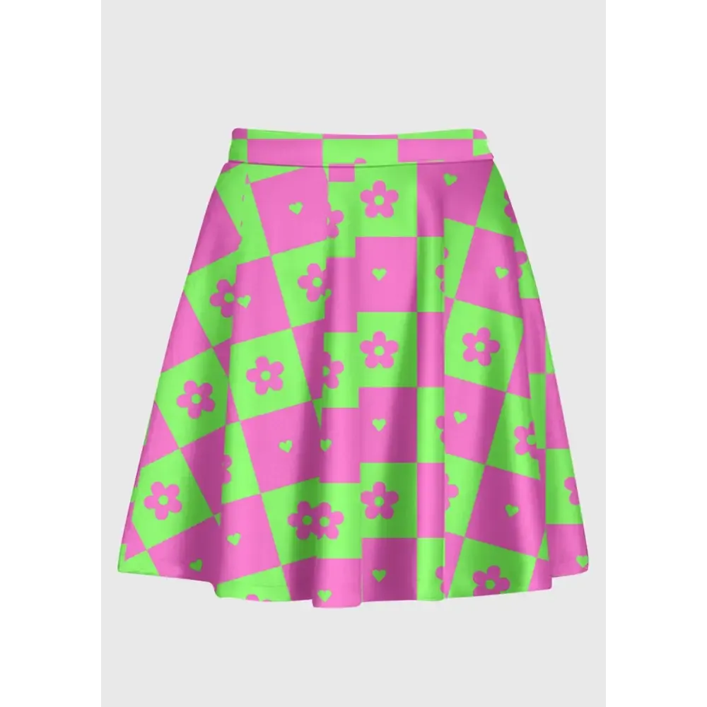 Flower Checkered Retro Y2K Skirt for Nostalgic Style