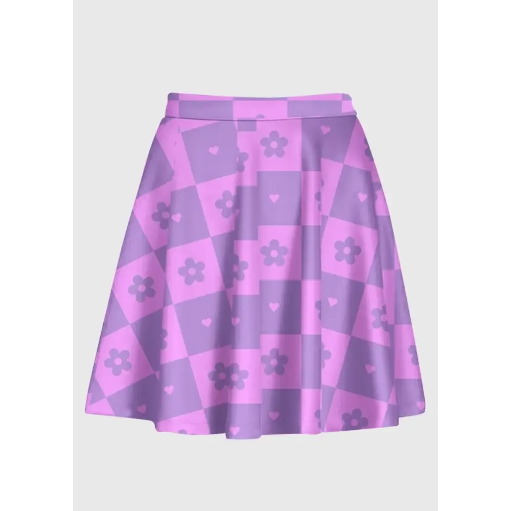 Flower Checkered Retro Y2K Skirt for Nostalgic Style