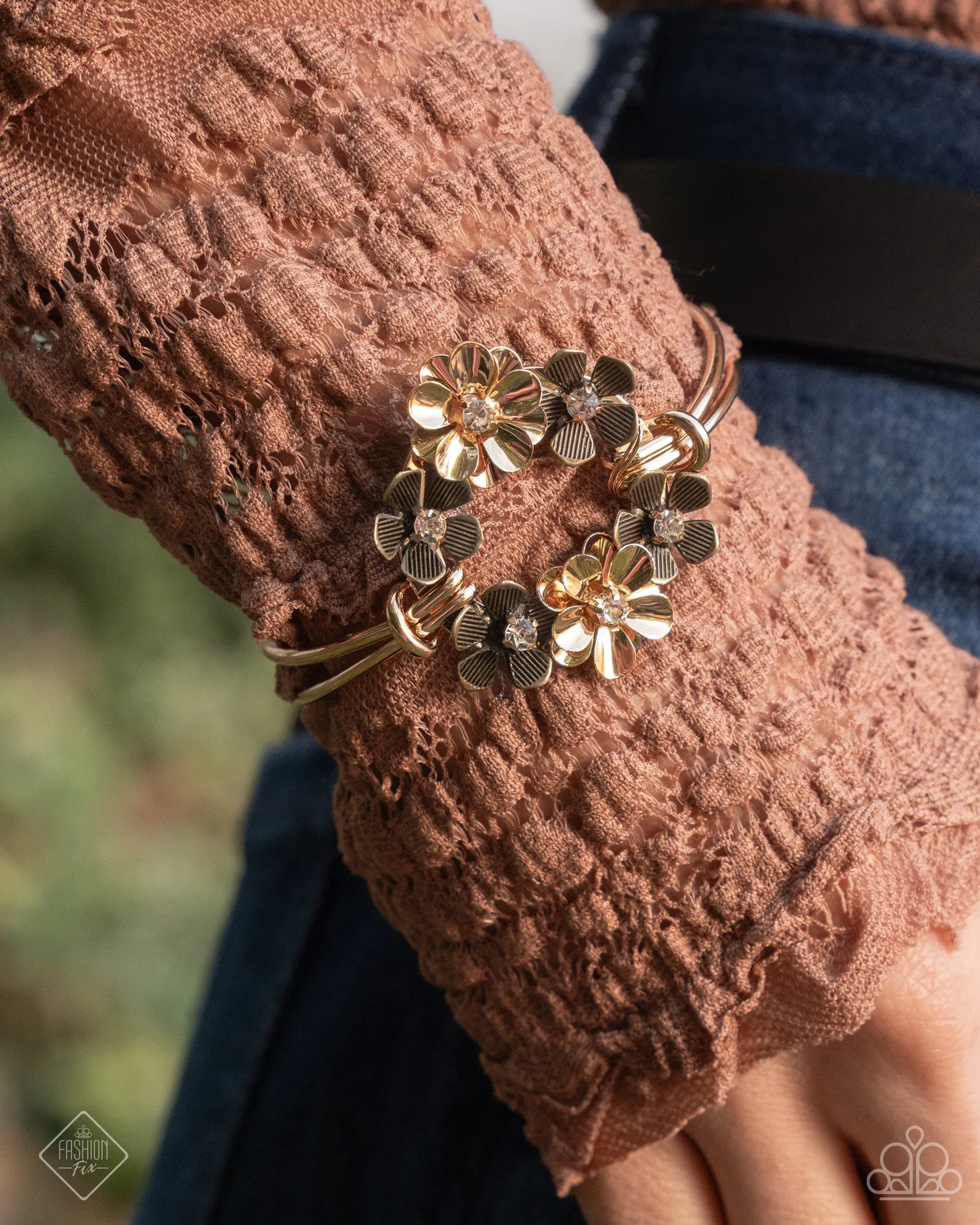 Genuine Garden - Gold - Paparazzi Cuff Bracelet - January 2025 Glimpses of Malibu