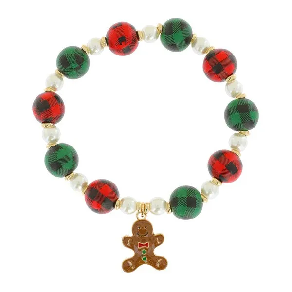 Gingerbread Man Beaded Bracelet