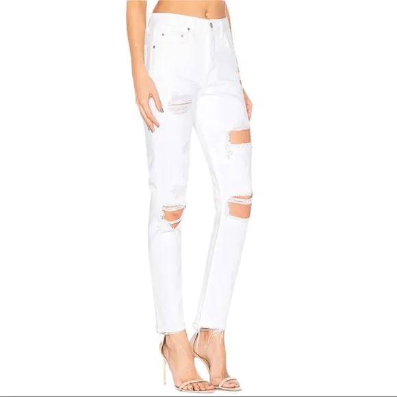 GRLFRND KAROLINA HIGH RISE DISTRESSED RAW HEM JEANS **NWT**