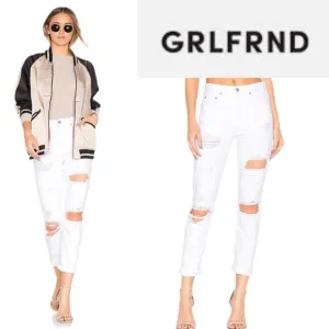 GRLFRND KAROLINA HIGH RISE DISTRESSED RAW HEM JEANS **NWT**