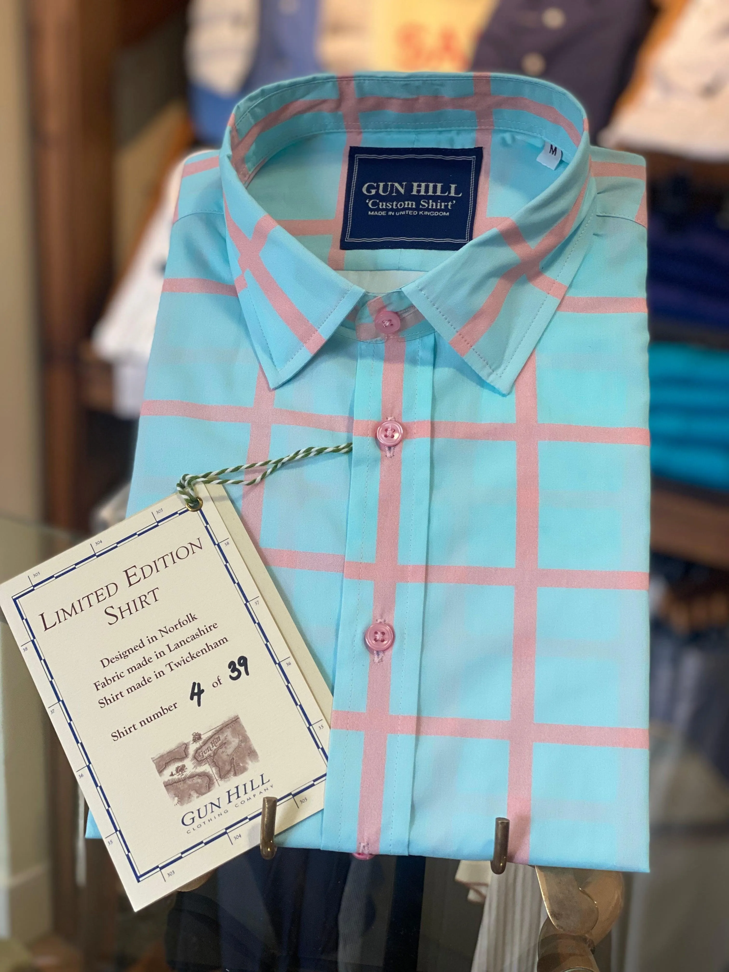 Gun Hill Men's Darwin shirt - Blue with Pink Check