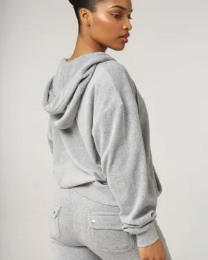 Halan Oversized Zip Through Hoodie Silver Marl