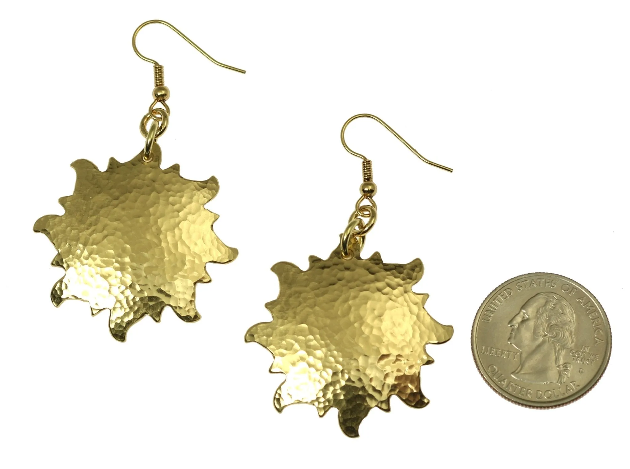 Hammered Nu Gold Sunburst Earrings