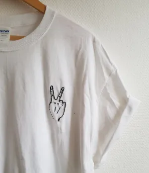 Hand Embroidered Peace Hand Shirt
