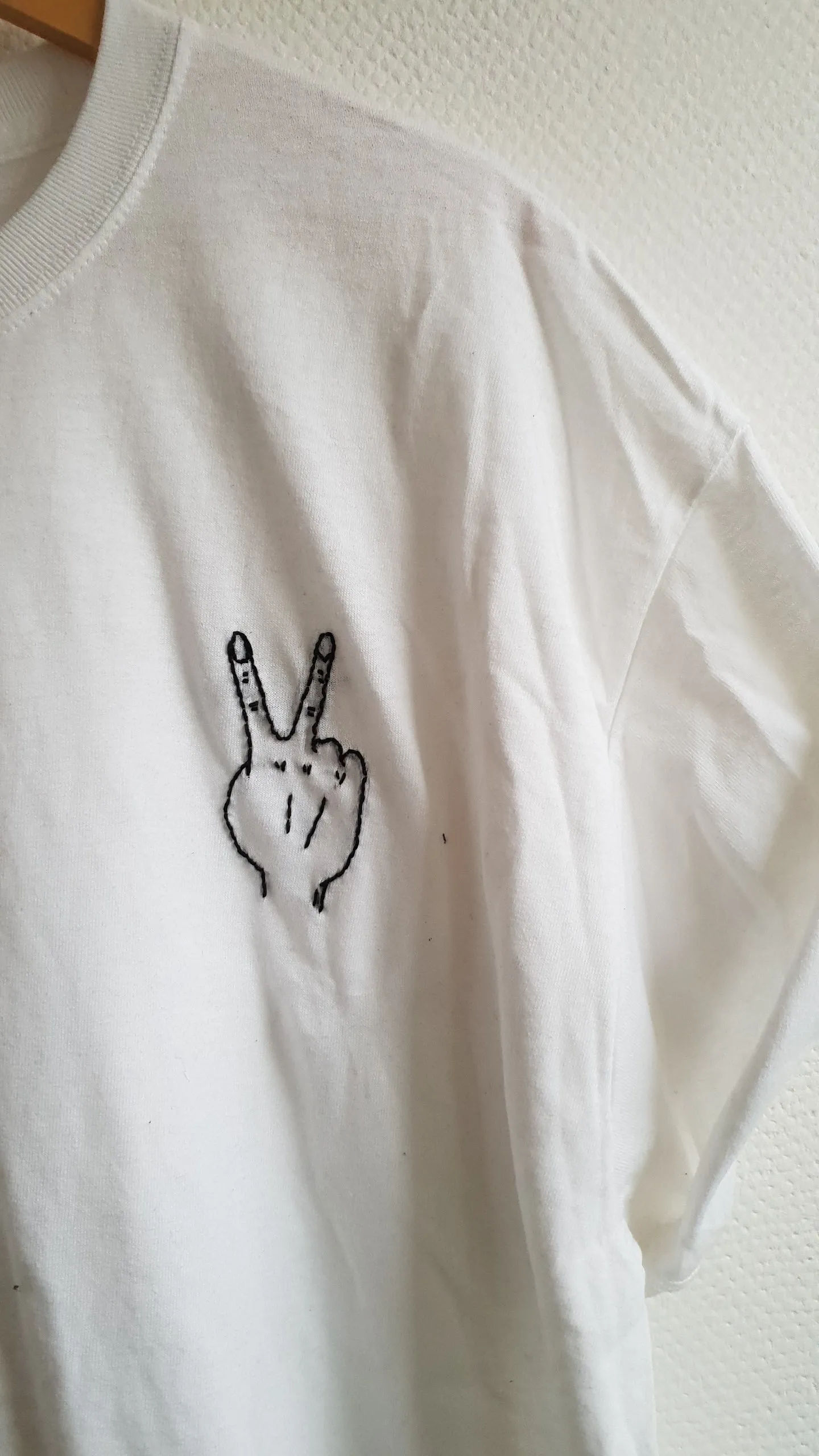 Hand Embroidered Peace Hand Shirt