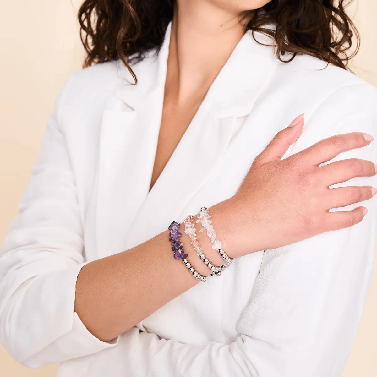 Herkimer Quartz | Silver | Uncut Gemstone Bracelet