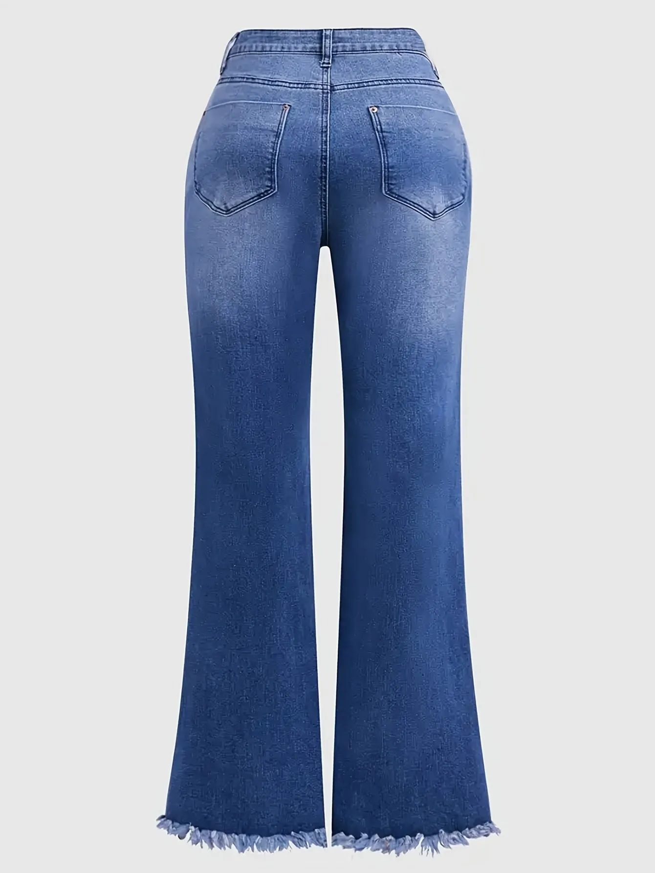 High-Waisted Elegant Floral Embroidered Flared Jeans – Women’s Skinny Denim with Raw Hem Detail