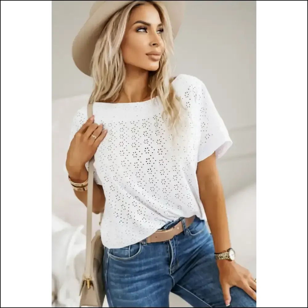 Holy Chic White Eyelet Boat Neck, Batman! Needful Things T-shirt. ?️
