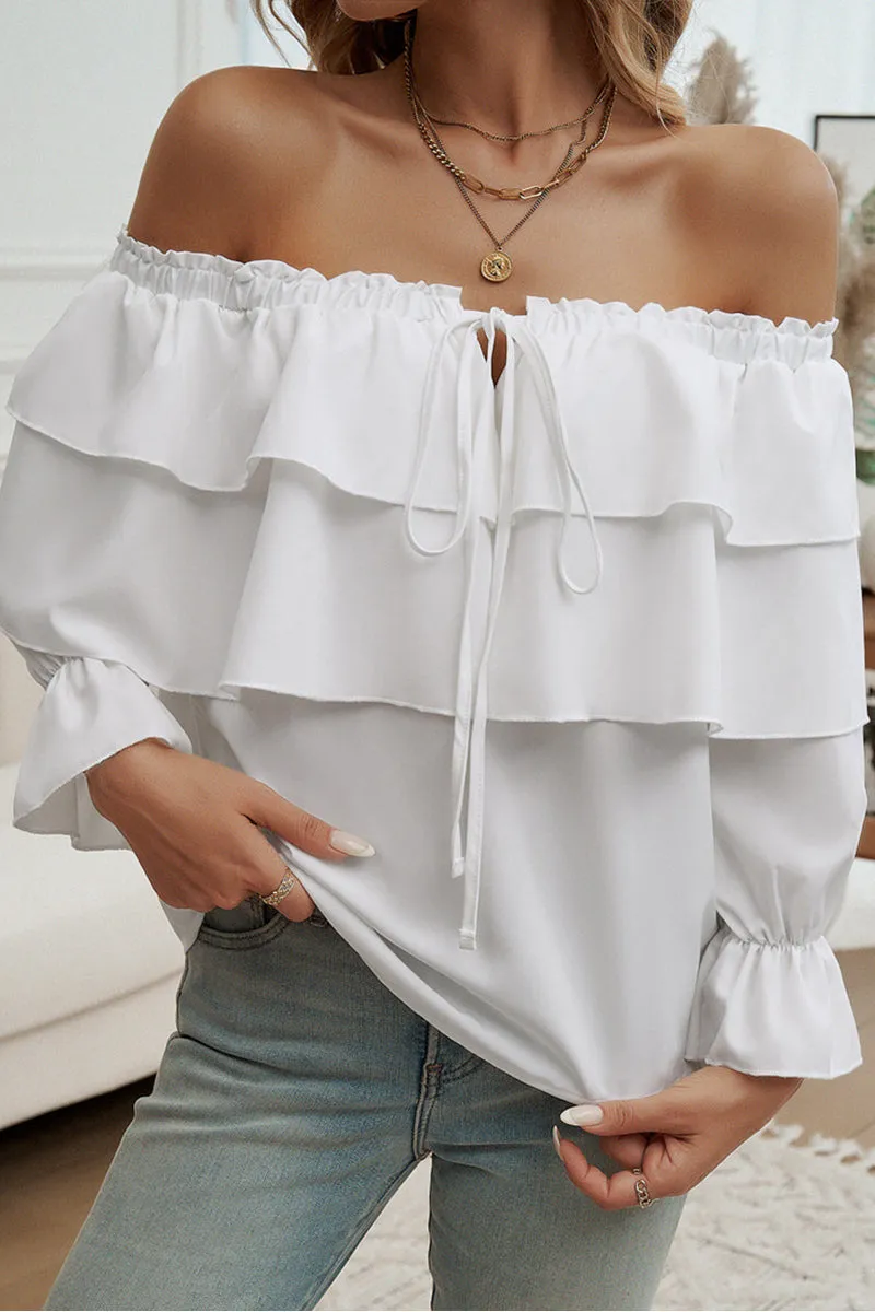 HTR1099 Ruffled Off-Shoulder Blouse