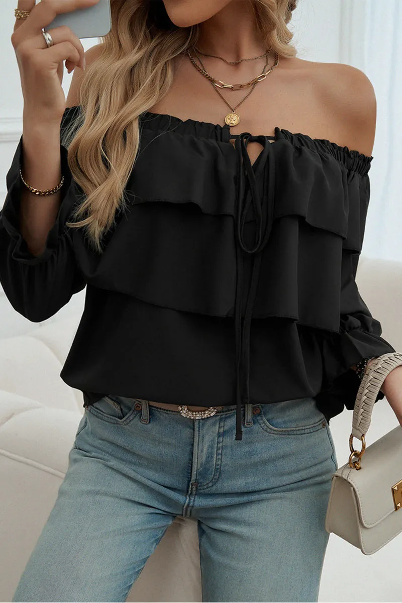 HTR1099 Ruffled Off-Shoulder Blouse