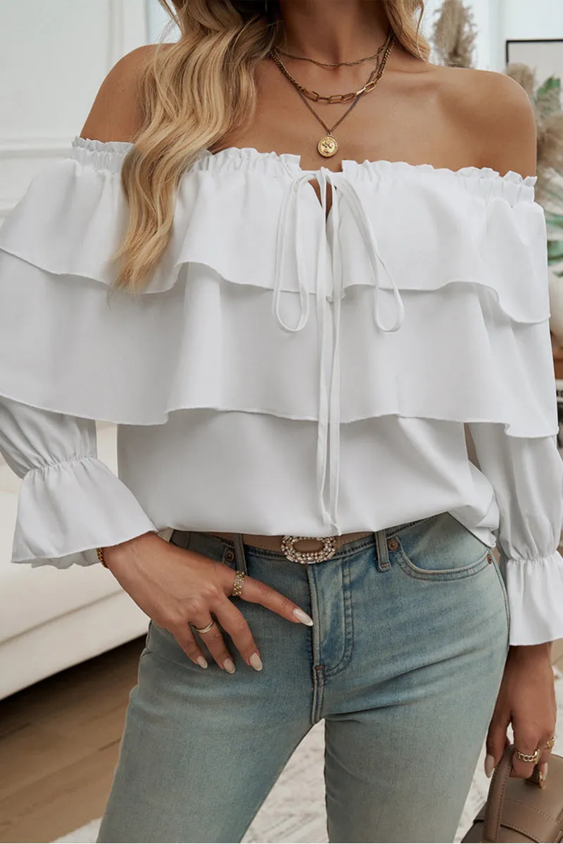 HTR1099 Ruffled Off-Shoulder Blouse