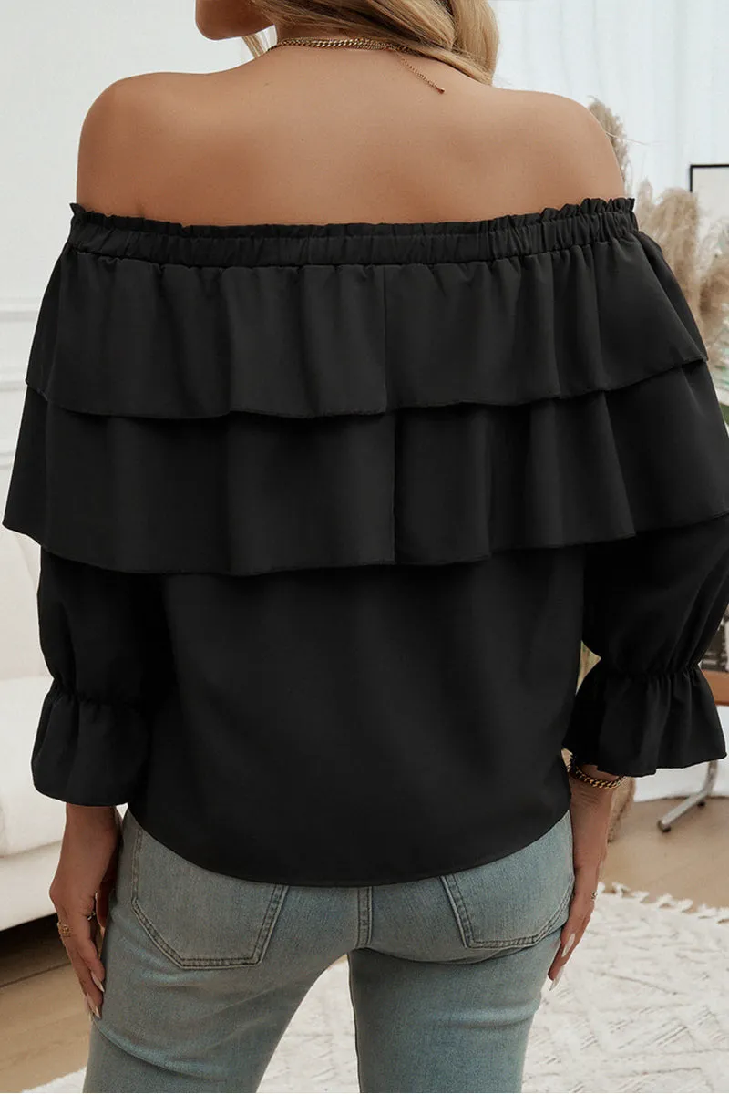 HTR1099 Ruffled Off-Shoulder Blouse