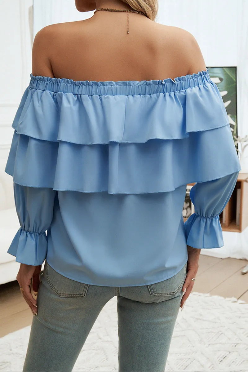 HTR1099 Ruffled Off-Shoulder Blouse