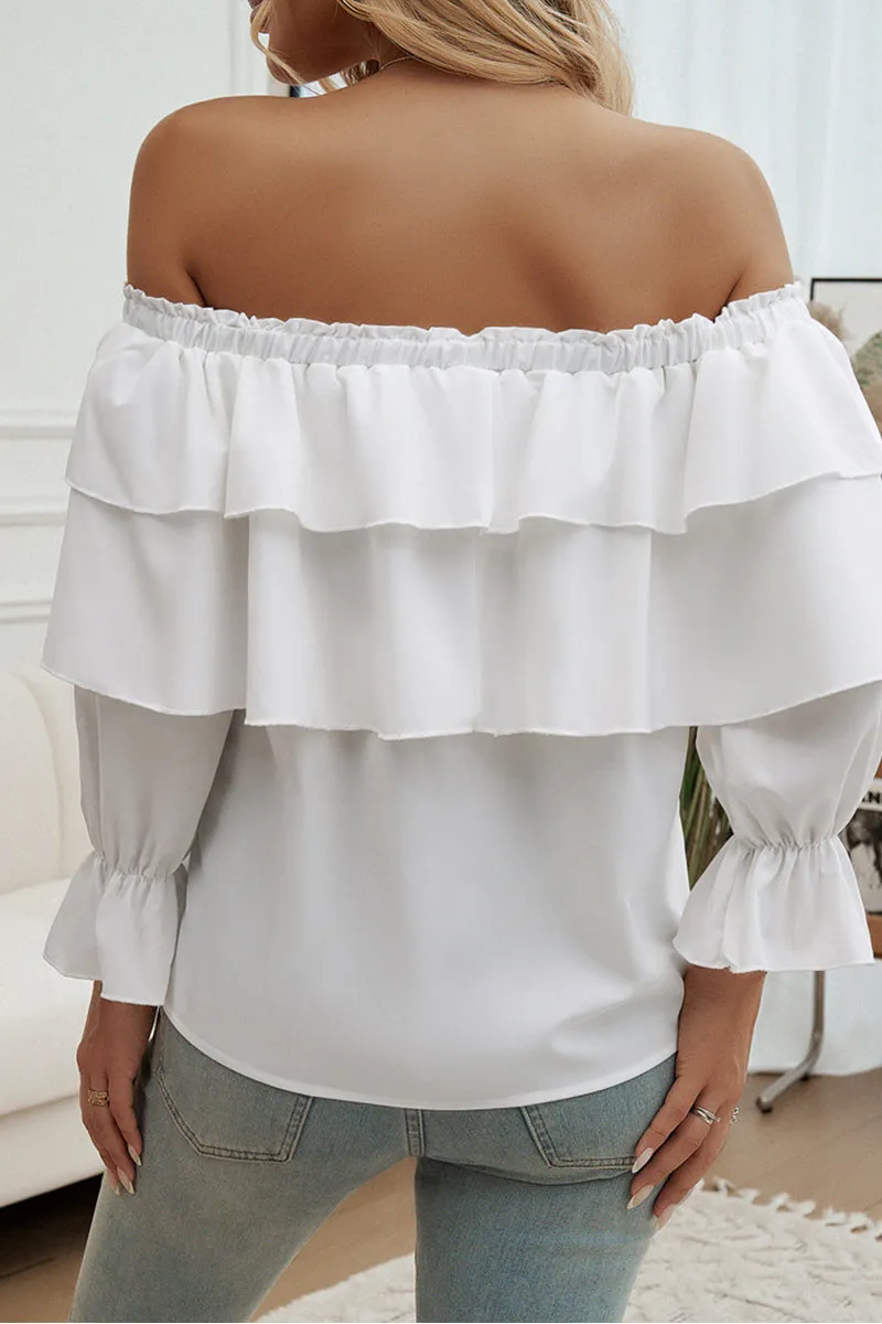 HTR1099 Ruffled Off-Shoulder Blouse