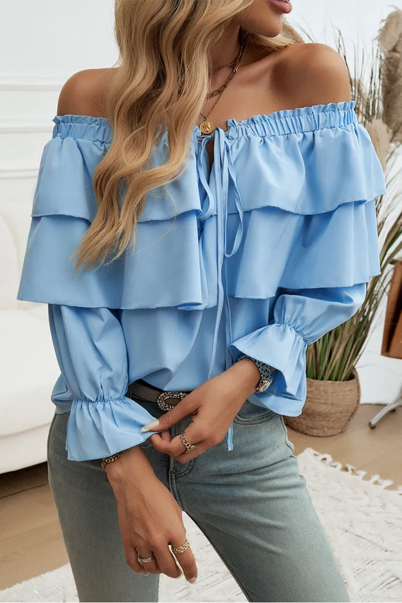HTR1099 Ruffled Off-Shoulder Blouse