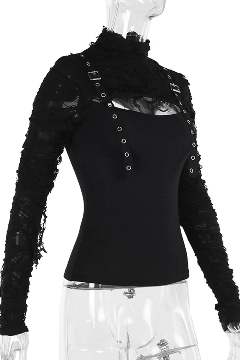 HTS1332 Gothic Cut-Out Strap Top