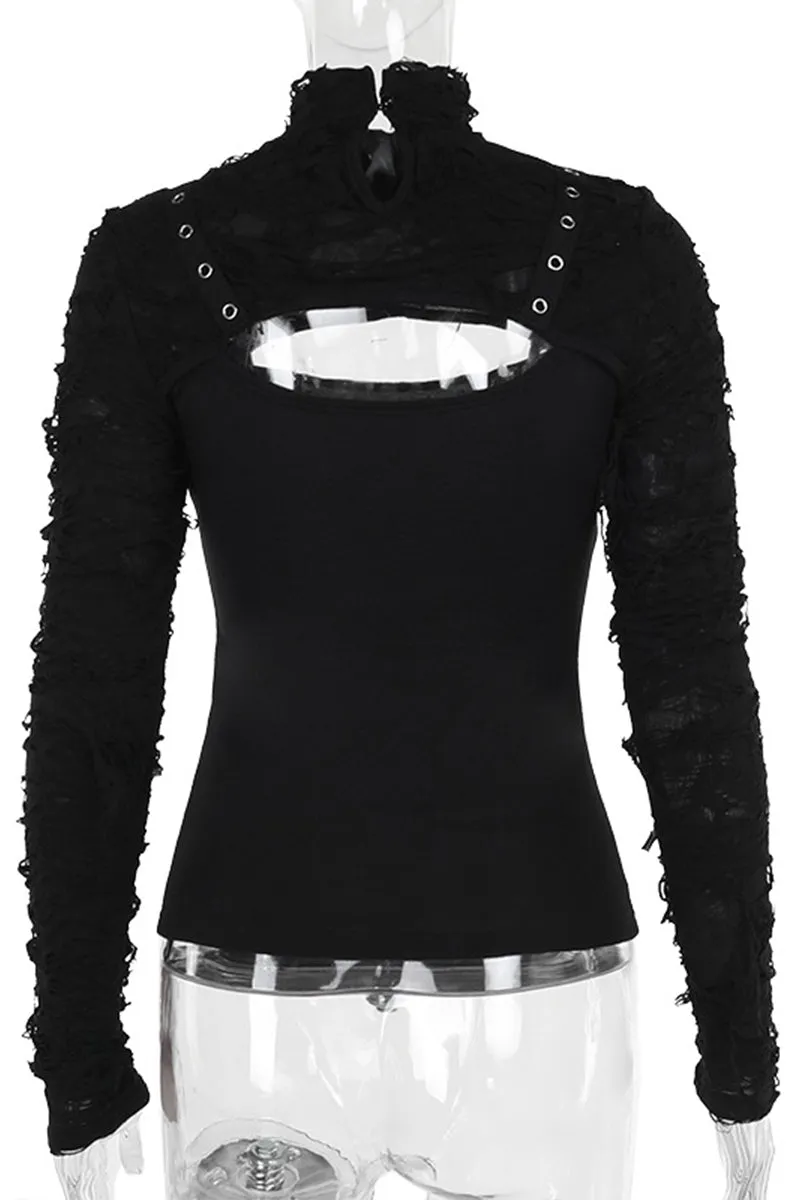 HTS1332 Gothic Cut-Out Strap Top