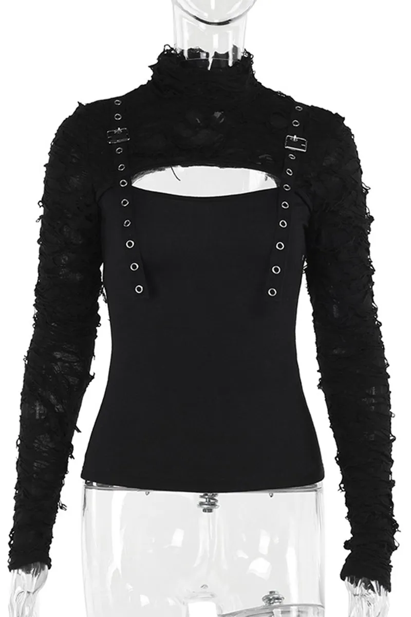 HTS1332 Gothic Cut-Out Strap Top