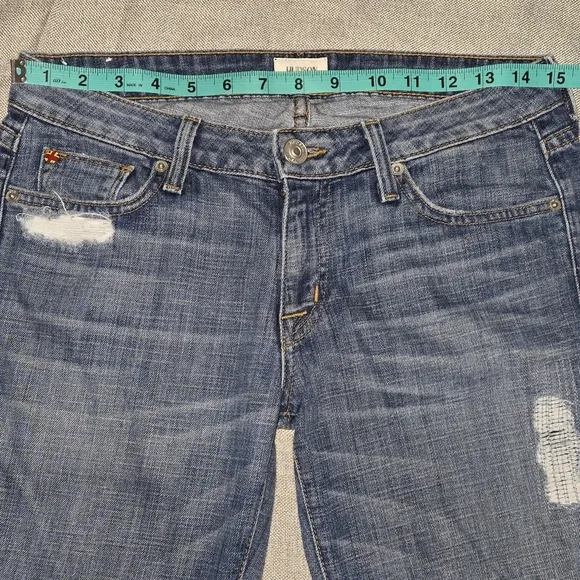 Hudson Jeans Ferris Flare Distressed Faded Blue Jeans Bellbottoms Size 27