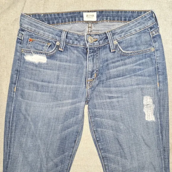 Hudson Jeans Ferris Flare Distressed Faded Blue Jeans Bellbottoms Size 27