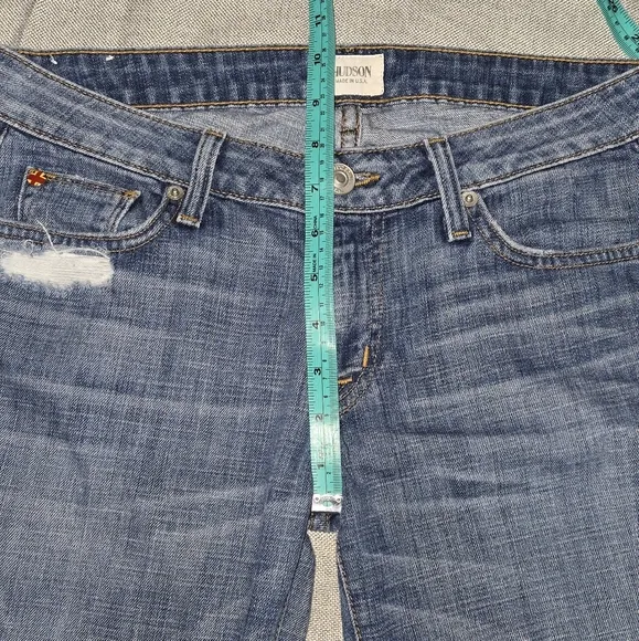 Hudson Jeans Ferris Flare Distressed Faded Blue Jeans Bellbottoms Size 27