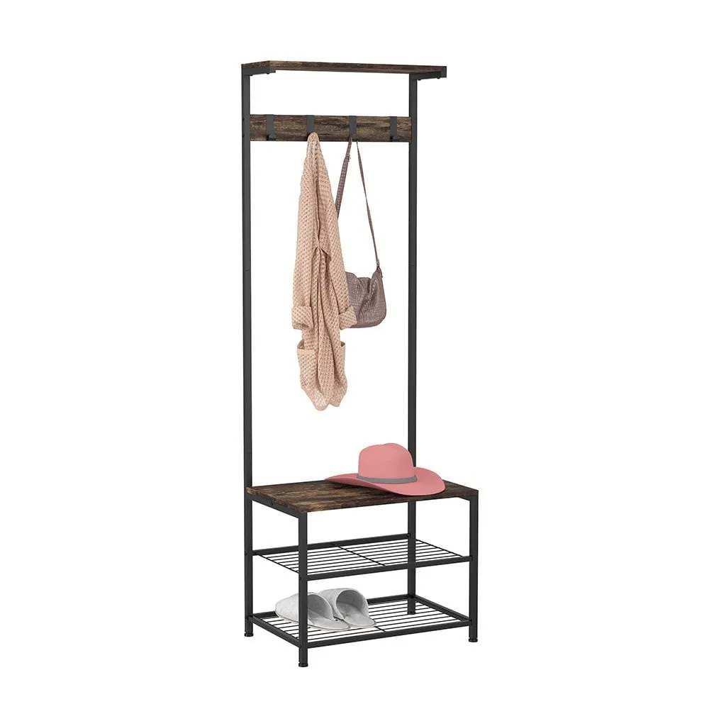 Industrial Coat Rack Stand and Shoe Rack