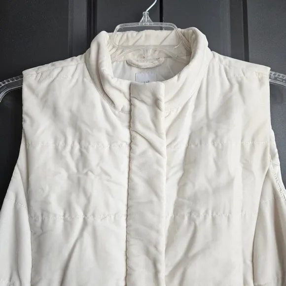 J. Jill Women's Barley Quilted Velour Full Zip Snap Button Puffer Vest Large,
